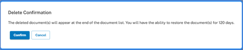 Delete Confirmation pop-up with Confirm and Cancel buttons.
