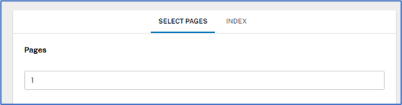 Select pages is highlighted at the top of the image. The box at the bottom of the image indicates that page 1 has been selected for modification.