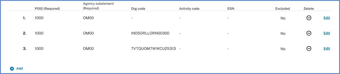 Access Template grid showing the newly added access row in the table.